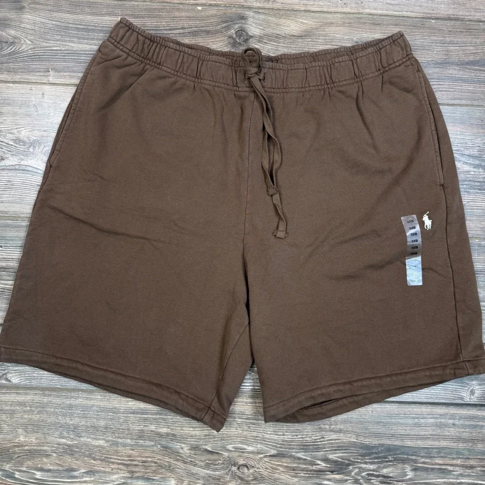 Polo Ralph Lauren Mens Size 3XB Fleece Shorts Brown Drawstring Big & Tall Pony